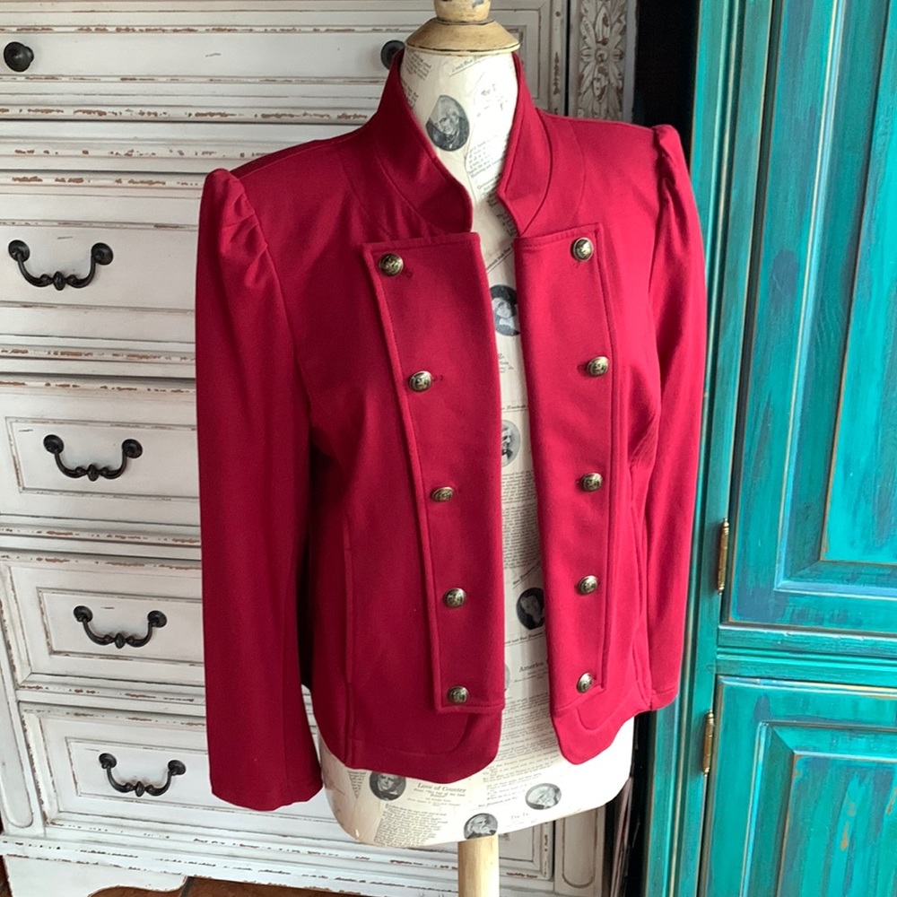 Tommy Hilfiger maroon military style jacket, size large